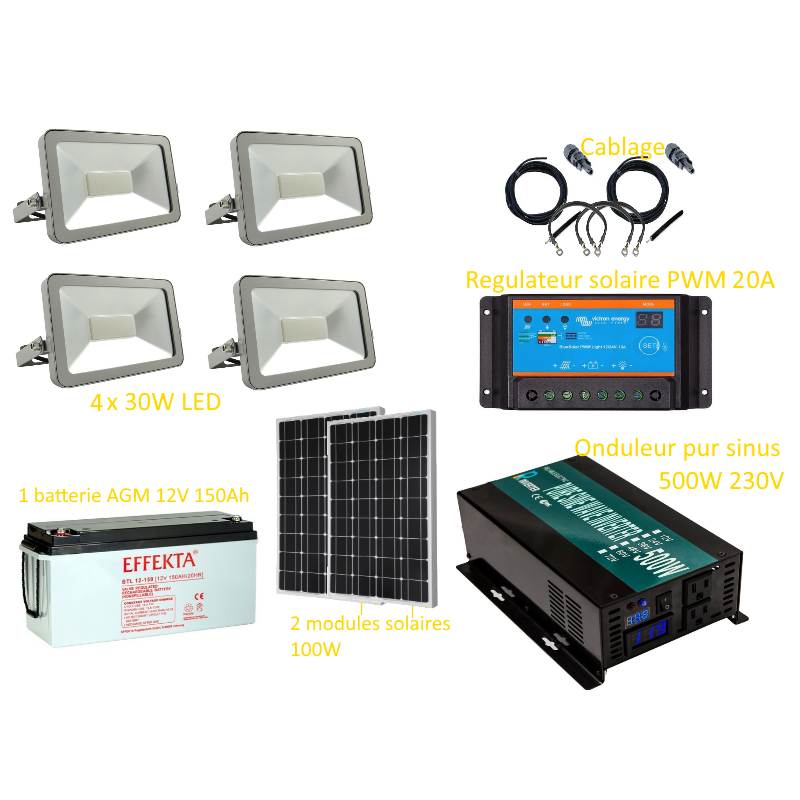 Kit solaire photovoltaïque - 4 capteurs - Plug & play - sur prise -  Thermador - KPV16